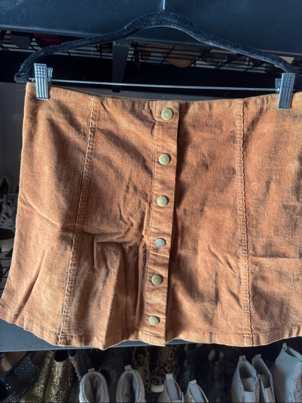 White Crow Rust Corduroy Button-Front Mini Skirt